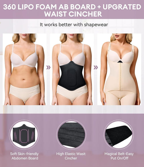 360° Lipo Foam Ab Board – Post Surgery Abdominal Compression Board | Belly Wrap & Waist Cincher for Recovery Support