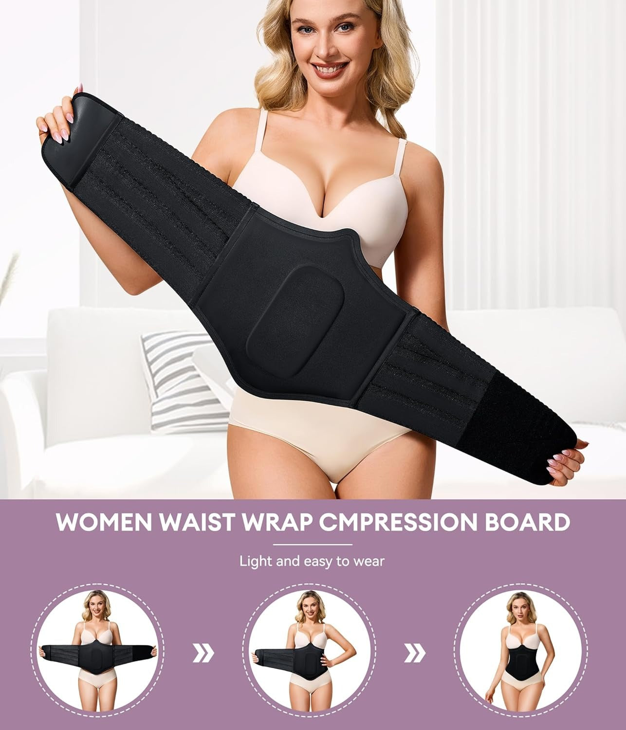 360° Lipo Foam Ab Board – Post Surgery Abdominal Compression Board | Belly Wrap & Waist Cincher for Recovery Support
