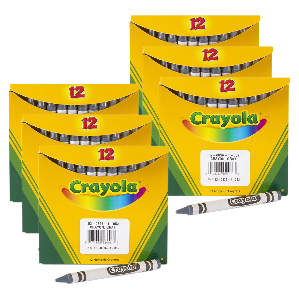 Crayola Gray Crayons 12 Count – Bulk Pack Of 3| Smooth Coloring | Non-Toxic Kids Art Supplies