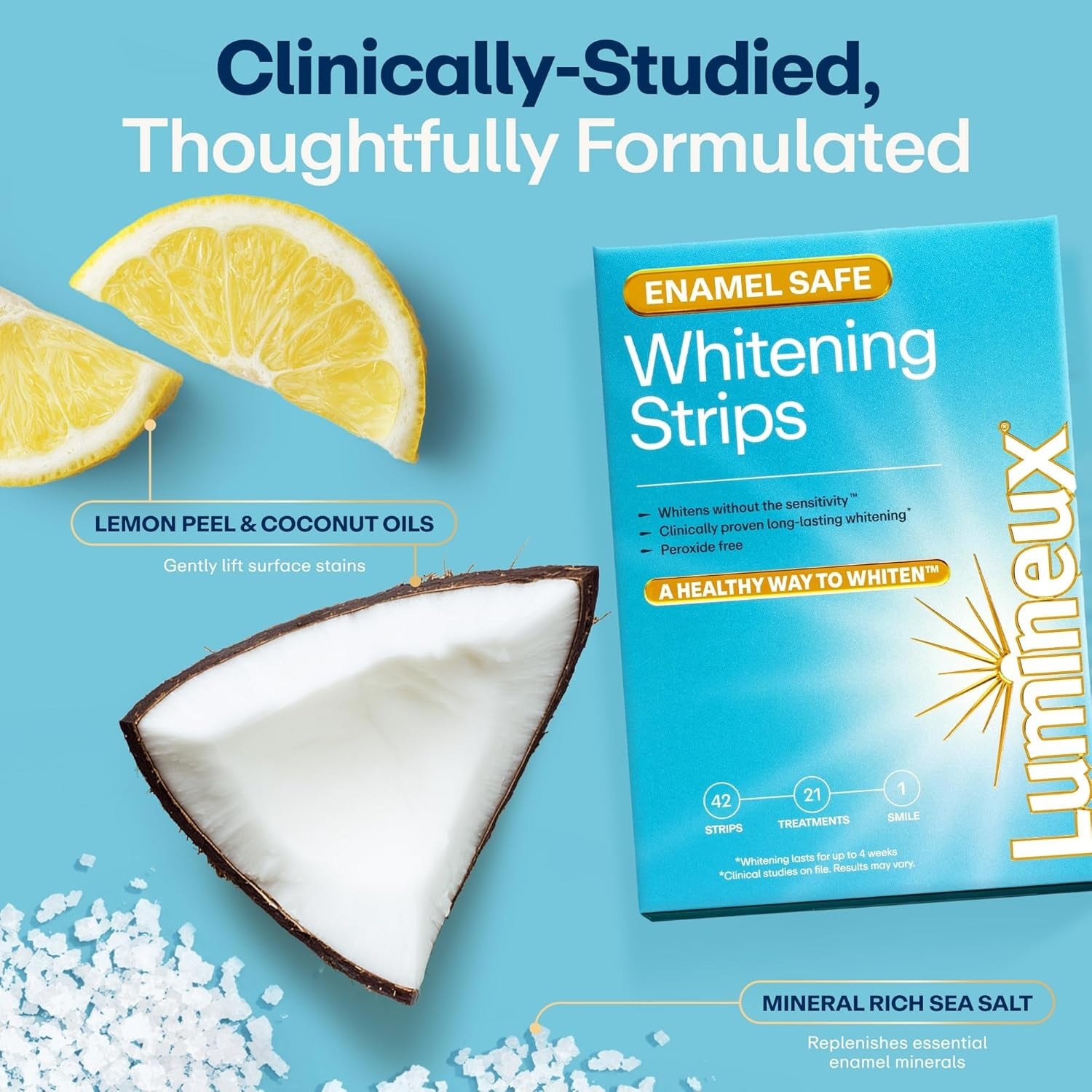 Lumineux Teeth Whitening Strips – 21 Treatments (42 Strips) | Peroxide-Free, Enamel-Safe Whitening | No Sensitivity | Dentist Formulated Bright Smile Kit