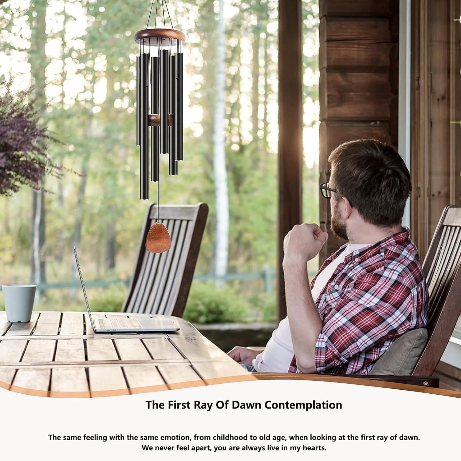 37" Wooden Memorial Wind Chimes – Outdoor Sympathy Wind Chimes for Loss of Loved One | Peaceful Garden Decoration Gift