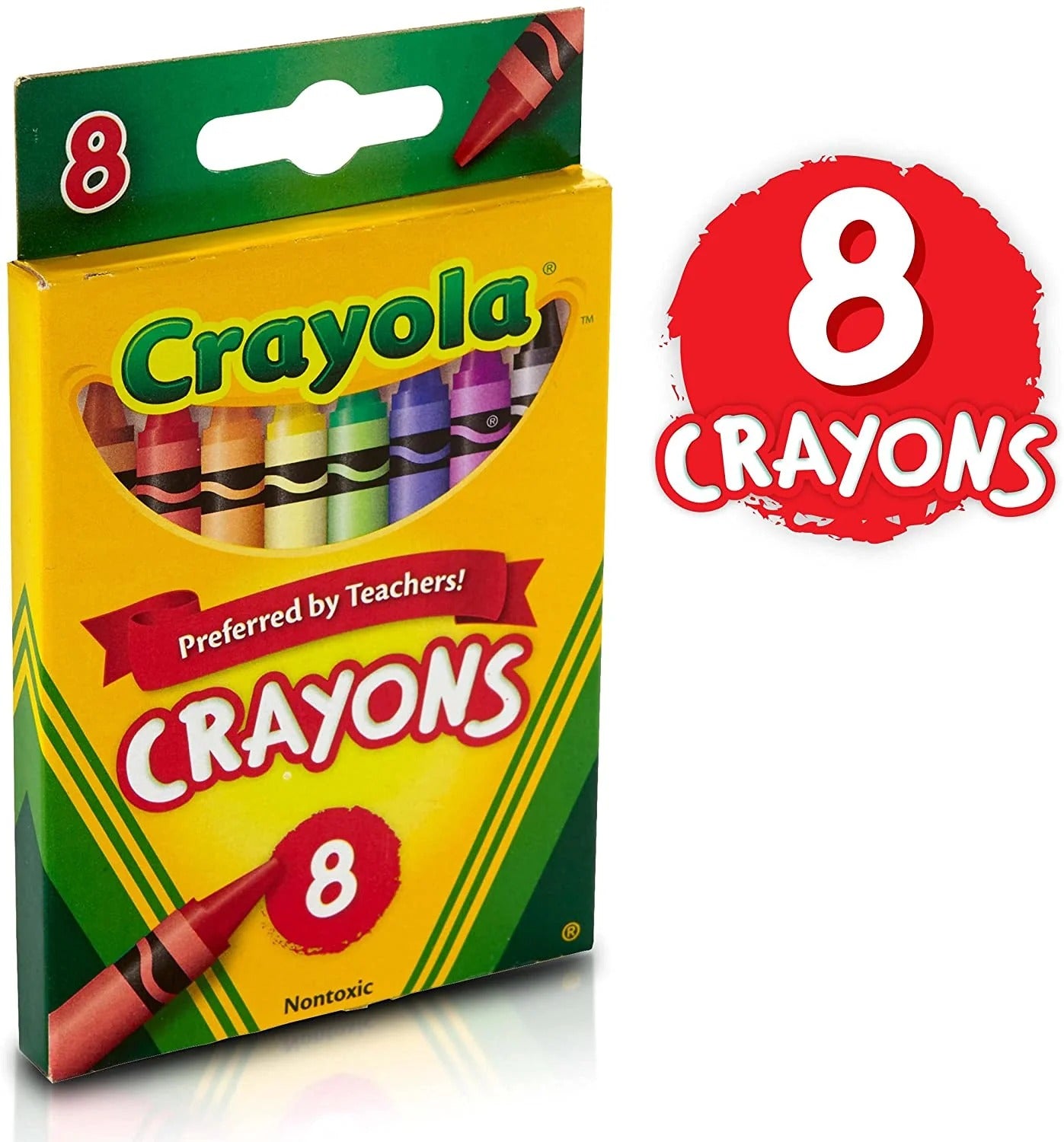 Crayola Crayons 8 Count – Classic Coloring Set for Kids | Smooth & Vibrant Colors | Non-Toxic