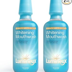 Lumineux Teeth Whitening Mouthwash, 16 Oz. 2 Pack - Peroxide Free- NO Alcohol, Fluoride & SLS Free