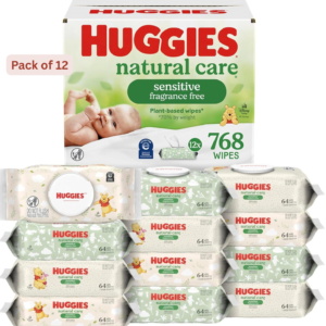 Huggies Natural Care Sensitive Baby Wipes, 12 Flip-Top Packs (768 Wipes)