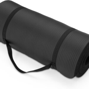 Exercise Yoga Mat with Carrying Strap, Non-Slip Workout Mat, 1 Inch Extra Thick