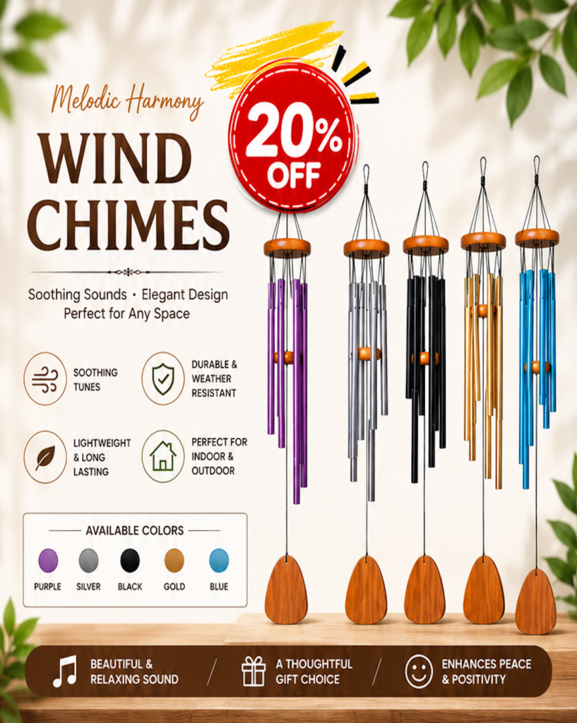 Decorative Metal Wind Chime for Garden Patio and Balcony