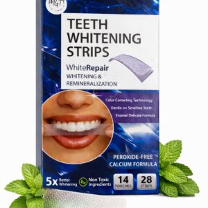 MGT Mint Peroxide-Free Teeth Whitening Strips with Color-Correcting Technology, 14 Pouches and 28 Whitening Strips