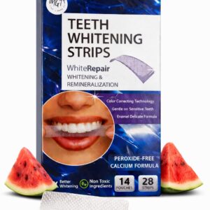 MGT Watermelon Peroxide-Free Teeth Whitening Strips with Color-Correcting Technology, 14 Pouches and 28 Whitening Strips