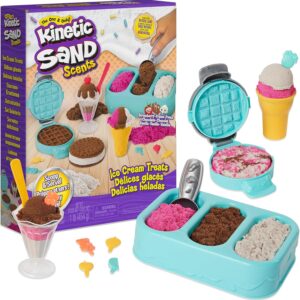 Scented Kinetic Sand Ice Cream Playset with 3 Colors of Play Sand and 6 Tools for Kids