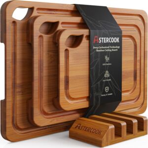 Large Reversible Bamboo Cutting Board with Easy-Grip Handles and Deep Juice Groove