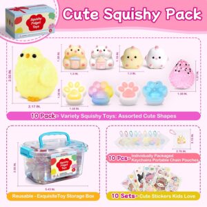 30 Pack Kawaii Mini Mochi Squishy Toys, Random Animal Stress Relief Sensory Toys for Kids