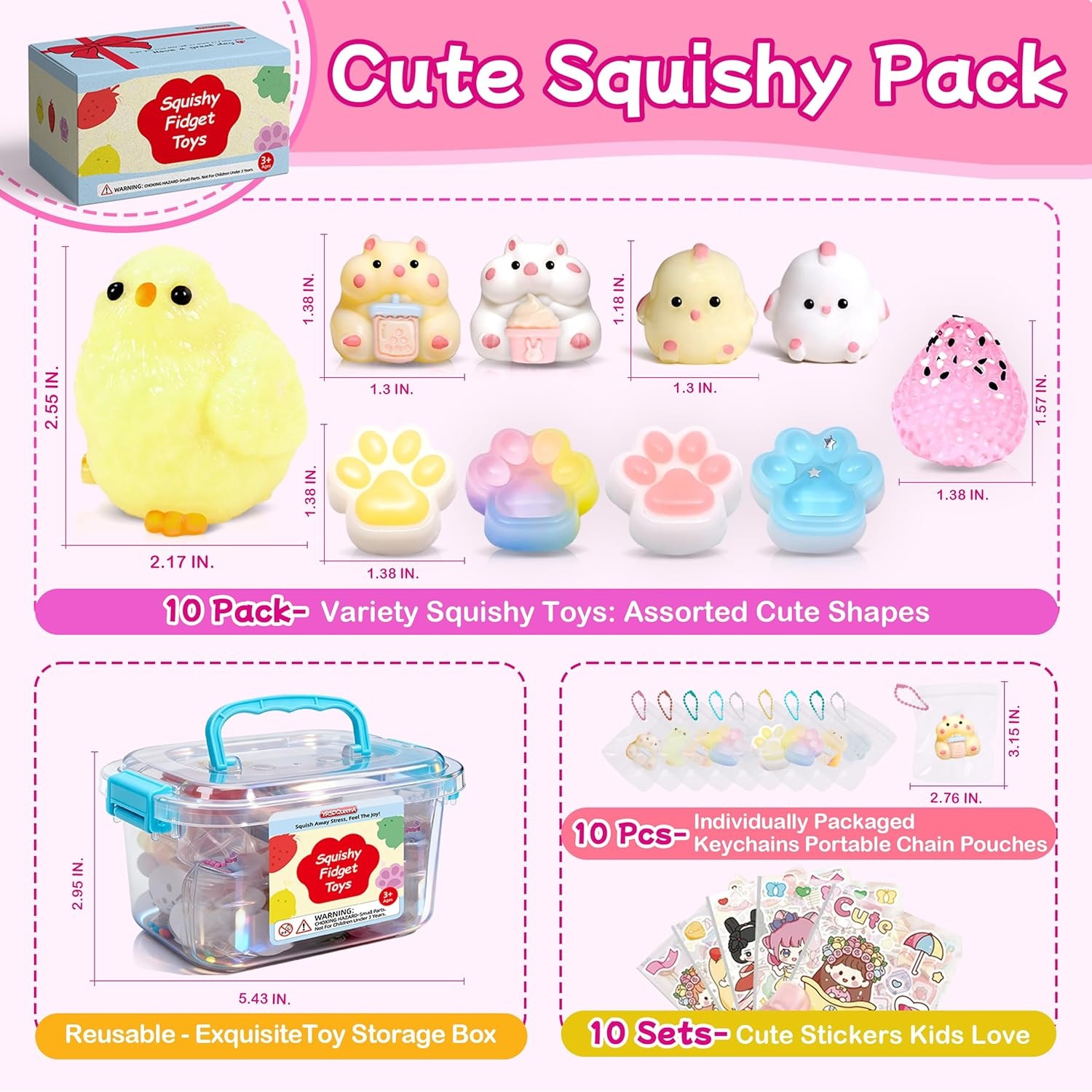 imgi_178_81ZBq6CbbpL._AC_SL1500_ 30 Pack Kawaii Mini Mochi Squishy Toys, Random Animal Stress Relief Sensory Toys for Kids